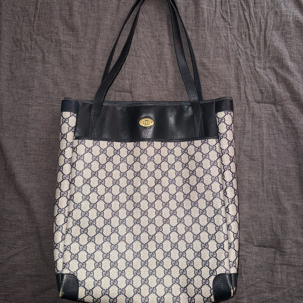 Gucci Black and Gold Monogram Bag